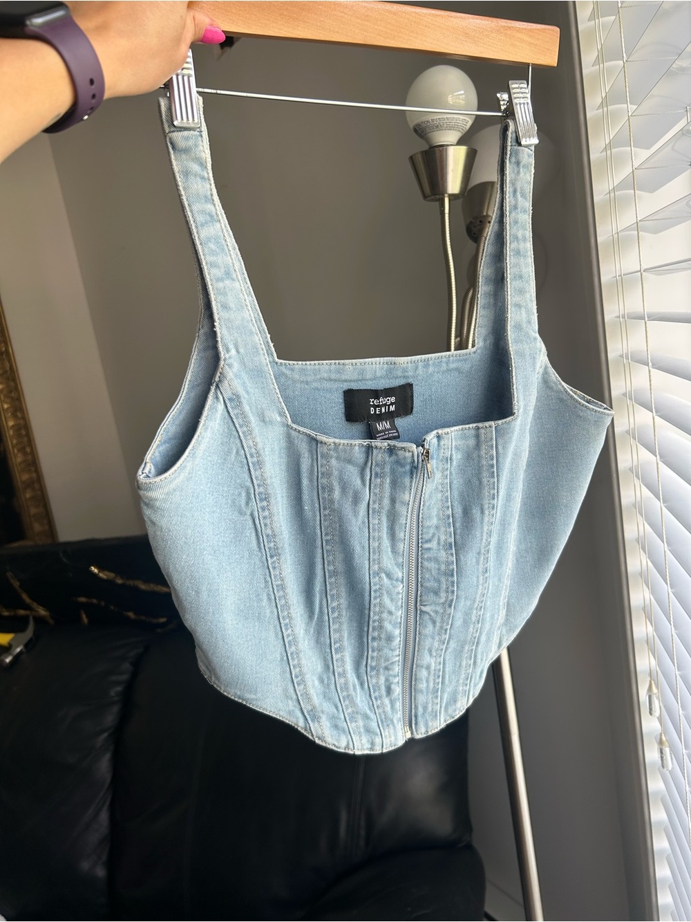 Jean Light Blue Corset-Style Denim Tops